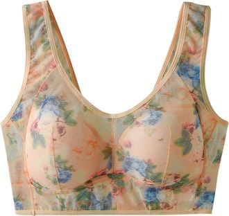 Generic UIKIFY Non Wired Bras for The Elderly Women UK Plus Size Mesh Full Coverage Bralette with Floral Lace Wide Straps Buttery Comfort Bra for Ladies Comfo