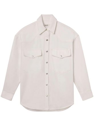 A Gold E Relaxed Fit Oversized Milkshake Shirt with Snap Buttons