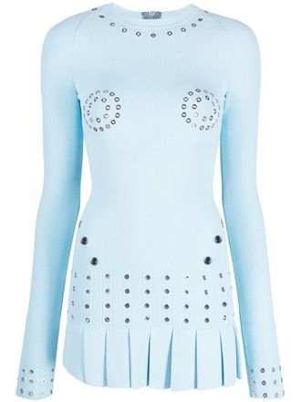 Off-white T-shirt verfraaid met ringlets - Blauw