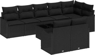 vidaXL Garden Sofa Set with Storage 9 pcs Black Poly Rattan vidaXL