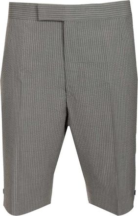 Thom Browne Classic Seersucker Backstrap Shorts - Heren - Korte Broeken - Grijs - L - Wol - Korte Broeken