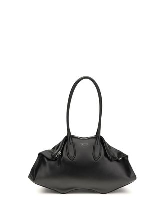 Alexander McQueen Womens Shoulder Bag Manta Black-Silver Calf Leather (bos Taurus) Black/silver