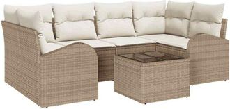 vidaXL Conjunto De Sof&aacute; De Jard&iacute;n 7 Pcs Beige, Crema 55 X 55 X 37 Cm Vidaxl