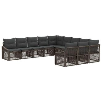 vidaXL Conjunto De Sof&aacute;s De Jard&iacute;n 11 Pcs Gris Rat&aacute;n Sint&eacute;tico Vidaxl
