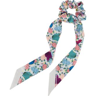 Kurt Geiger Tapestry Print Bow Scrunchie in Bone at Nordstrom