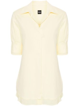 BOSS cutaway-collar cotton-blend shirt - women - Elastane/Polyester/Cotton/Viscose - 40 - Yellow