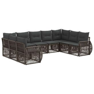vidaXL Conjunto De Sof&aacute;s De Jard&iacute;n 9 Pcs Gris Y Gris Oscuro Vidaxl