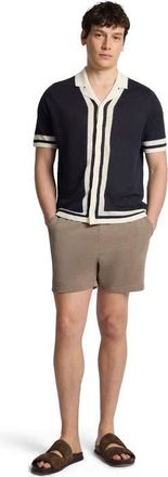 Onia Linen Knit Camp Short Sleeve Shirt in Midnight/egret at Nordstrom, Size Xx-Large
