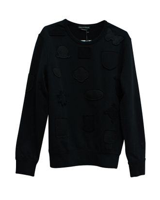 Alexander McQueen Alexander McQueen Crewneck Badges Pullover in zwart katoen