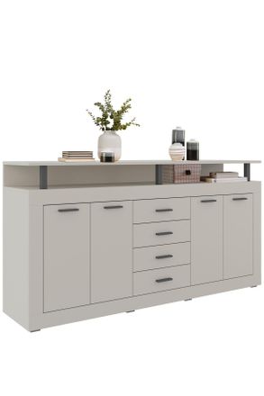 Xora Sideboard, Kaschmir, Kunststoff, 2 F&auml;cher, 4 Schubladen, 195x88x38 cm, Kleinm&ouml;bel, Kommoden, Sideboards