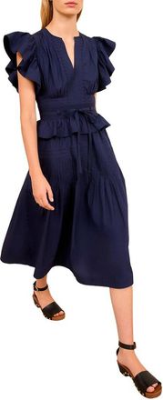 Ulla Johnson Florence Flutter Sleeve Midi Dress