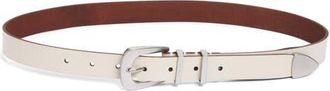 AllSaints Calfskin Leather Belt in Gypsum White at Nordstrom, Size X-Small