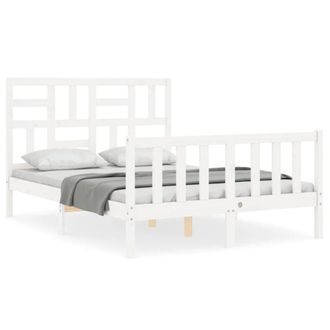 Berkfield Home Bed Frame with Headboard White 140x190 cm Solid Wood