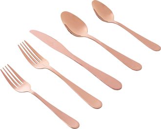Gibson Home Stravidia 20 Piece Flatware Set in Rose Gold Stainless Steel