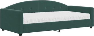 vidaXL Sof&aacute; Cama Con Colch&oacute;n Terciopelo Verde Oscuro 100x200 Cm Vidaxl