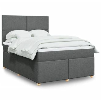 vidaXL Vidaxl - Cama Box Spring Con Colch&oacute;n Tela Gris Oscuro 140x190 Cm