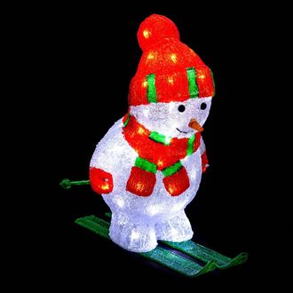 F&eacute;&eacute;ric Lights & Christmas Acr&iacute;lico Mu&ntilde;eco De Nieve Y La Luz De Esqu&iacute; 60 Led H.44cm Al Aire Libre - Feeric Lights & Christmas
