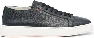 Santoni Italiaanse leren sneakers - Heren - Sneakers - Blauw - 48 EU - Leer - Schoenen