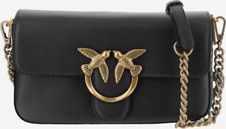 Pinko Leather Shoulder Bag with Adjustable Chain and Iconic Logo