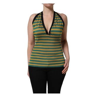 Dolce & Gabbana Wool Knit Halter Tank Top - Dames - Tops zonder mouwen - Veelkleurig - S - Wol - Tops
