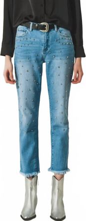 Q2 Womens Largo Rhinestone Jeans In Blue