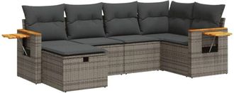 vidaXL Vidaxl - Set De Muebles De Jard&iacute;n 6 Pzas Y Cojines Rat&aacute;n Sint&eacute;tico Gris