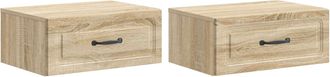 vidaXL Mesita De Noche De Pared 2 Uds. Roble Sonoma 49 X 34,5 X 20 Cm Vidaxl