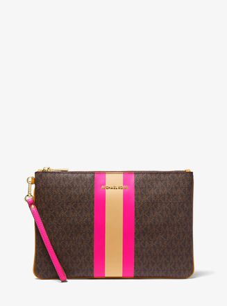 Michael Kors Large Logo Stripe Zip Pouch