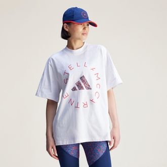 adidas ADIDAS by Stella McCartney Womens Loose Graphic Tee - White Cotton - Size X-Small