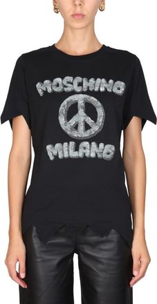 Moschino Black Graphic Crew Neck T-Shirt