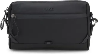 BOSS Faux-leather crossbody bag with reflective logo