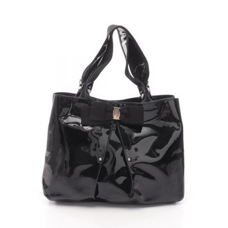 Ferragamo Black Patent Leather Handbag Tote Bag (Pre-Owned)