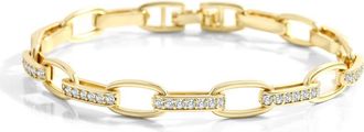 Mint & Lily Interlinked Cubic Zirconia Paperclip Bracelet in 18K Gold Plated at Nordstrom, Size 7