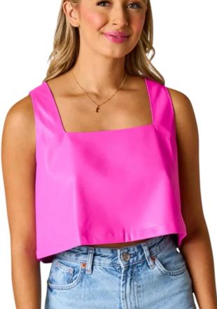 BuddyLove Manning Vegan Leather Top In Magenta