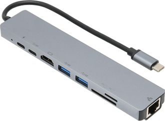 OEM Estaci&oacute;n De Acoplamiento Para Port&aacute;til, Adaptador Multipuerto Usb-c Con Puerto Ethernet Rj45 Y Lector De Tarjetas Sd/tf, Salida Hdmi 4k, Puerto Usb 3.
