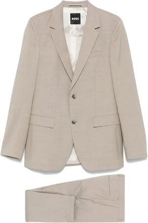HUGO BOSS Single Breasted Suits, male, Beige, 2XL, Classic 2-Piece Suit