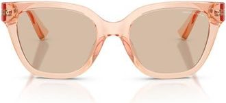 A|X Armani Exchange 53mm Cat Eye Sunglasses in Shiny Peach /Light Brown at Nordstrom