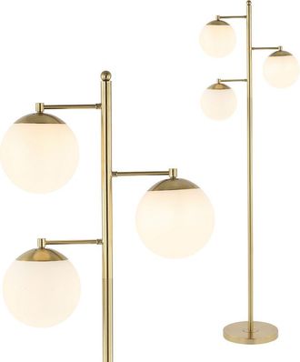 Jonathan Y Designs Ellie 66 3-Light Modern Vintage Iron LED Floor Lamp, Brass Gold/White at Nordstrom