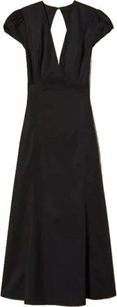 Twinset Lange Poplin Jurk - Dames - Casual kleedjes - Zwart - M - Katoen - Kleedjes