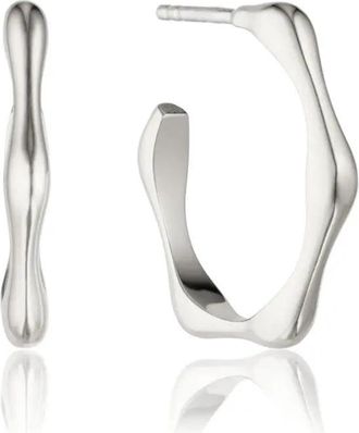 Lily & Roo Silver Bamboo Hoop Earrings