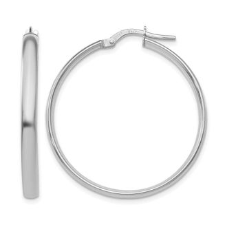 Diamond2Deal 10K White Gold Round Hoop Earrings