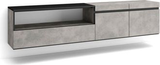 Skraut Home Skraut Home - Mueble Tv, Televisi&oacute;n, Muebles De Sal&oacute;n, Almacenaje, 200x45x35cm, Para Tv Hasta 80, Colgado, Suspendido, Estilo Moderno, Gris Cemento