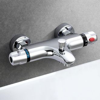 OEM Mezclador Termost&aacute;tico De Ducha De Lat&oacute;n Con Bot&oacute;n De Seguridad De 38 &deg;c, Con 2 Ca&ntilde;os, Acabado Cromado
