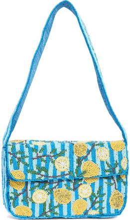Collection XIIX Beaded Striped Lemon Shoulder Bag in Blue Multi Stripe at Nordstrom Rack