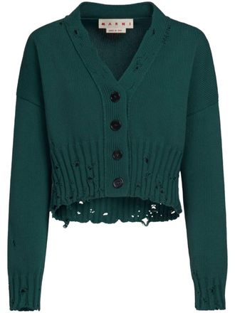 Marni Cardigan crop con effetto vissuto - Verde