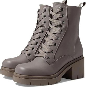 Guess Juel Boots Womens Gray Leather Lug Sole Side Zip Combat Bootie HTAT342