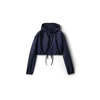 Miu Miu Technical Fabric Windbreaker, Woman, Cobalt Blue, Size 36