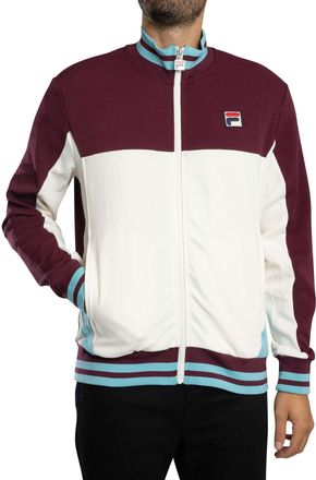 Fila Mens Tiebreaker Funnel Neck Track Jacket, Fig/Gardenia/Milky Blue, M