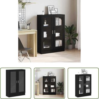 vidaXL Libreria con ante in vetro - Libreria Rovere Nero 82,5x30,5x115 cm in Legno Multistrato