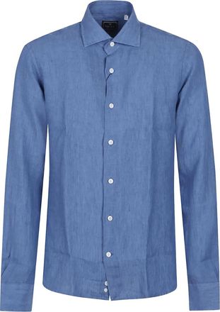 Orian Giacca-camicia button-down in lino - Blu